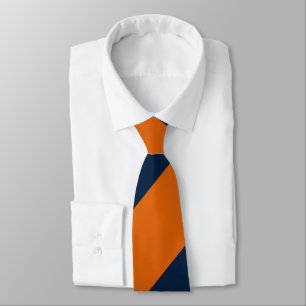 Cravate Bleu orange et blanc Large bande régimentaire