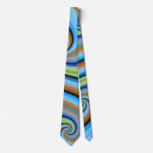 Cravate Bleu Orange Retro Dizzy Vortex Spirales (Devant)