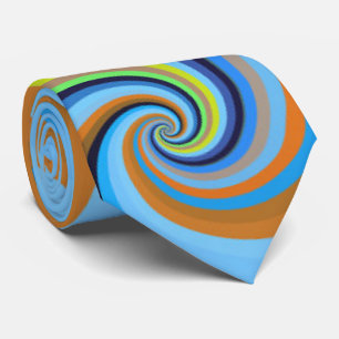 Cravate Bleu Orange Retro Dizzy Vortex Spirales