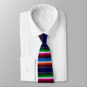 Cravate Bleu, Orange, Rose Chaud, Vert, Sarape Mexicaine (Attaché)