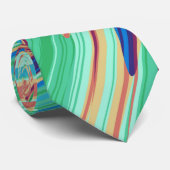 Cravate Bleu orange Turquoise Abstrait (Roulé)