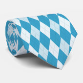 Cravate Bleu paon argyle petite forme de diamant (Roulé)