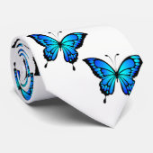 Cravate Bleu Papillons par magasin. (Roulé)