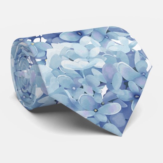 Cravate bleu pastel Hydrangea (Roulé)