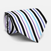Cravate Bleu pastel Violet Noir Grilles Verticales (Roulé)
