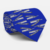 Cravate Bleu pointu de rasoir (Roulé)