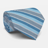 Cravate Bleu Poudre Argent Diagonal Rayé Classique (Roulé)