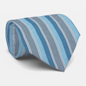 Cravate Bleu Poudre Argent Rayé Classique (Roulé)