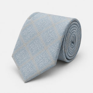 Cravate Bleu Poussiéreux Or Diamant Damassé Royal Jacquard