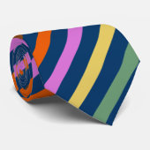 Cravate Bleu profond avec Brown vert jaune violet orange o (Roulé)