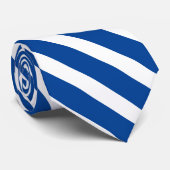 Cravate Bleu profond Blancs géométriques Diagonales (Roulé)