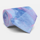 Cravate Bleu rose Abstrait Brush Strokes Design (Roulé)