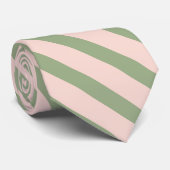 Cravate Bleu rose et vert sage Bandes géométriques (Roulé)