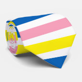 Cravate Bleu rose jaune géométrique (Roulé)