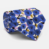 Cravate Bleu rose or motif floral (Roulé)