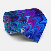 Cravate Bleu rose Turquoise Abstrait Marbling Ebru Art (Roulé)