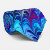 Cravate Bleu rose Turquoise Abstrait Marbling Ebru Art (Roulé)