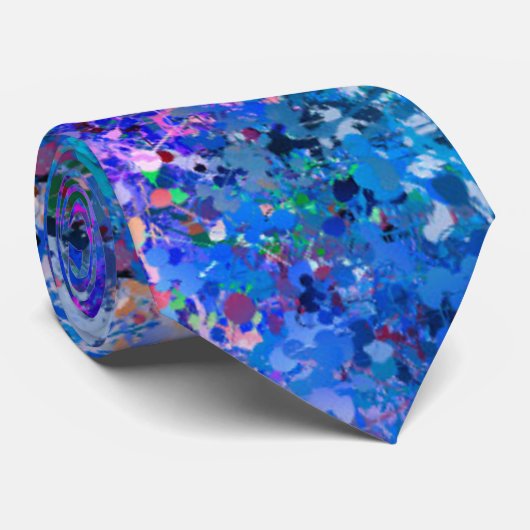 Cravate Bleu rose Turquoise gouttes Abstraction (Roulé)