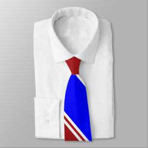 Cravate Bleu rouge et blanc à diagonale