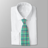 Cravate Bleu Rouge Vert Turquoise Tartan Plaid Classique H (Attaché)