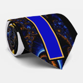 Cravate bleu royal Paisley d'or (Roulé)