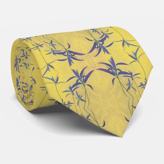 Cravate Bleu rustique et Jaune (Roulé)