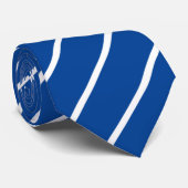 Cravate Bleu simple et blanc avec bandes (Roulé)