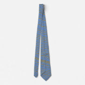 Cravate Bleu simple et or irrégulier bandes (Dos)