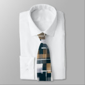 Cravate Bleu tendance Gold Brown noir blanc plaid (Attaché)