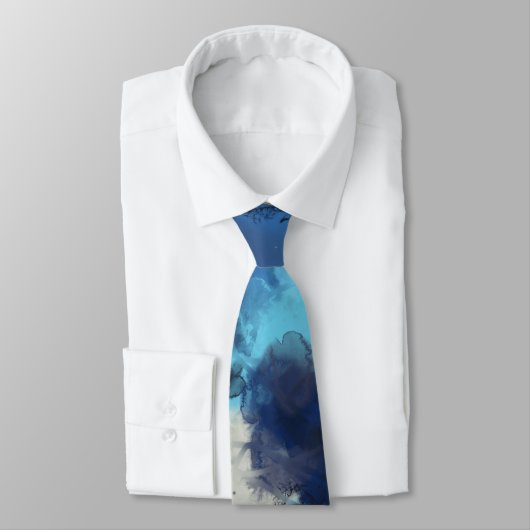 Cravate Bleu tonnerre - Bleu blanc Monochrome Abstrait (Attaché)