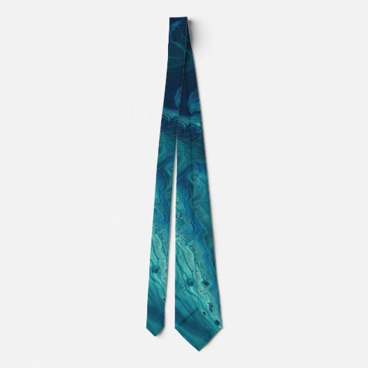 Cravate Bleu Turquoise acrylique pourrissant Abstrait Flui (Dos)
