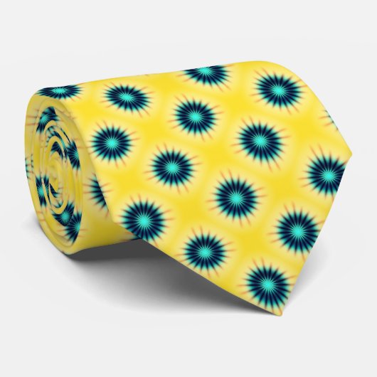 Cravate bleu turquoise jaune (Roulé)