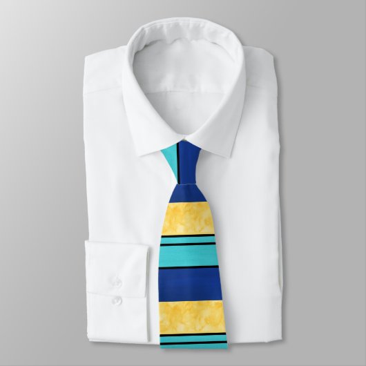 Cravate Bleu Turquoise jaune doré (Attaché)