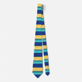 Cravate Bleu Turquoise jaune doré (Devant)