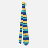 Cravate Bleu Turquoise jaune doré (Dos)
