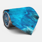 Cravate Bleu Turquoise, noir, Peinture blanche (Roulé)