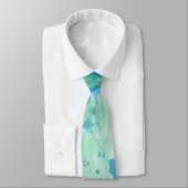 Cravate Bleu Vert Blanc Moderne Marbre Abstrait Look (Attaché)
