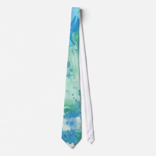 Cravate Bleu Vert Blanc Moderne Marbre Abstrait Look (Devant)