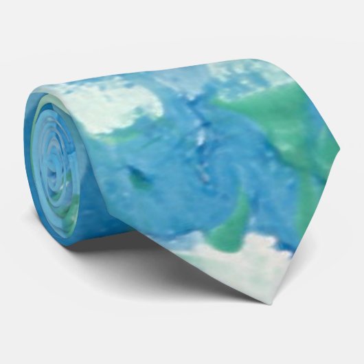 Cravate Bleu Vert Blanc Moderne Marbre Abstrait Look (Roulé)