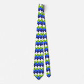 Cravate Bleu, vert citron vert et blanc Jacquard (Devant)