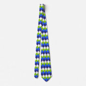 Cravate Bleu, vert citron vert et blanc Jacquard (Dos)