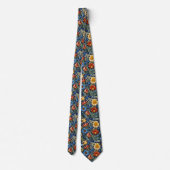 Cravate Bleu Vert Jaune Fleurs rouges William Morris Sty (Dos)