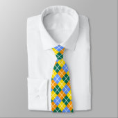 Cravate Bleu Vert Jaune Orange (Attaché)