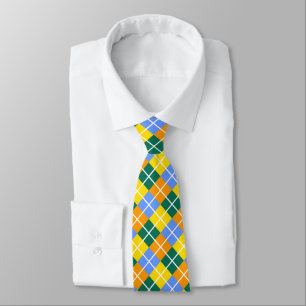 Cravate Bleu Vert Jaune Orange