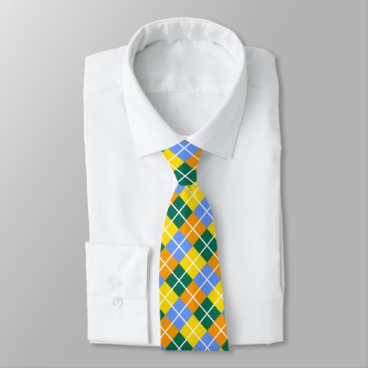 Cravate Bleu Vert Jaune Orange (Attaché)
