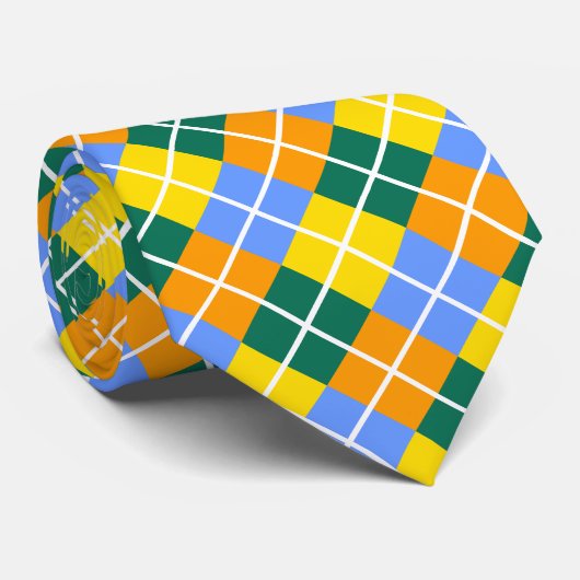 Cravate Bleu Vert Jaune Orange (Roulé)