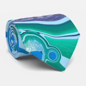 Cravate Bleu vert Marbre numérique Fluide Art (Roulé)