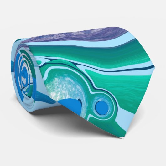 Cravate Bleu vert Marbre numérique Fluide Art (Roulé)