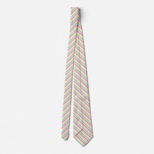 Cravate Bleu Vert pourpre rose jaune rayures blanches (Dos)