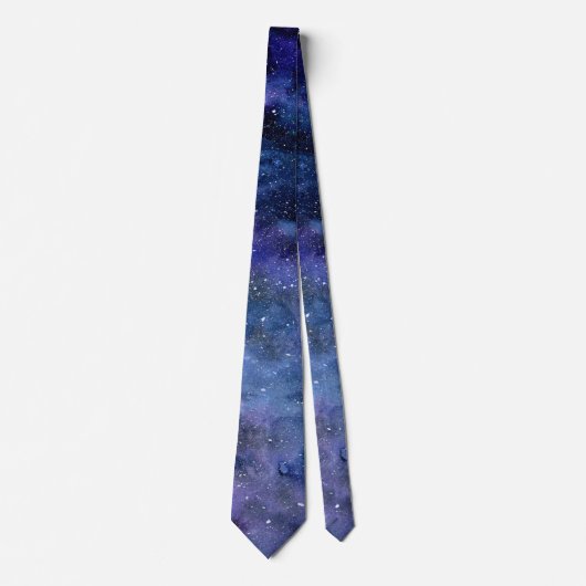 Cravate Bleu violet majestueux étoile Nebula Aquarelle (Devant)